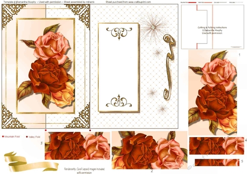 Decorative Roses Fold Back Card