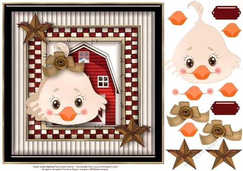 Down on the Farm Chicken Card Topper