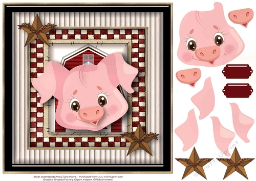Down on the Farm Pig Card Topper
