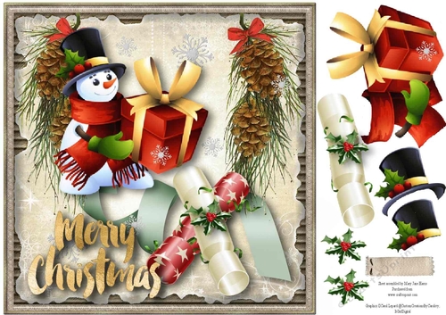 Holly Jolly Snowman Card Topper