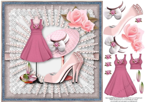 PInk Dress & Pink Accessories Card Topper 