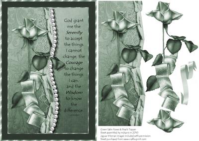 Green Satin Roses & Pearls Topper