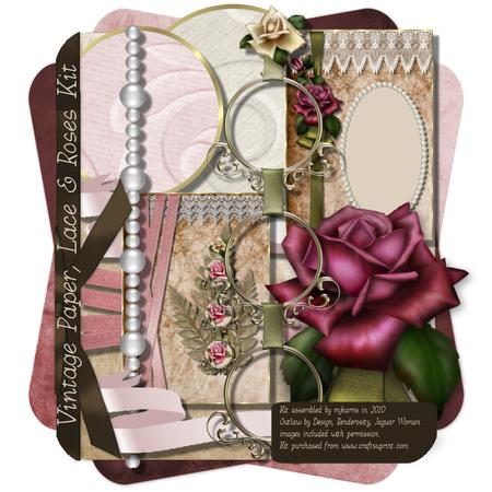 Vintage Paper, Lace & Roses Topper Kit