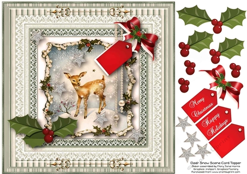 Deer Snow Scene Christmas Topper 1