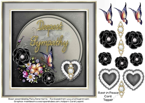 Rest in Peace Sympathy Card Topper