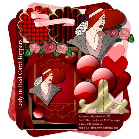 Lady in Red Hat Card Toppers Kit