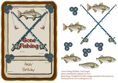 Gone Fishing Birthday Card Topper
