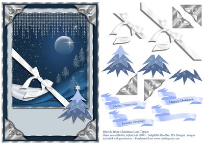 Blue & Silver Christmas Card Topper