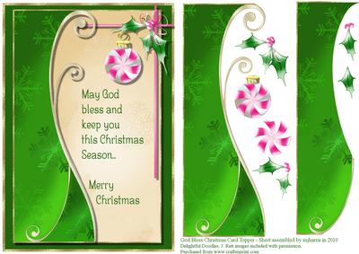 God Bless Christmas Card Topper