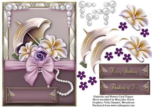 Umbrella and Flowers Card Topper
