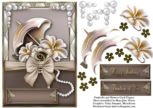 Umbrella and Flowers Card Topper 3