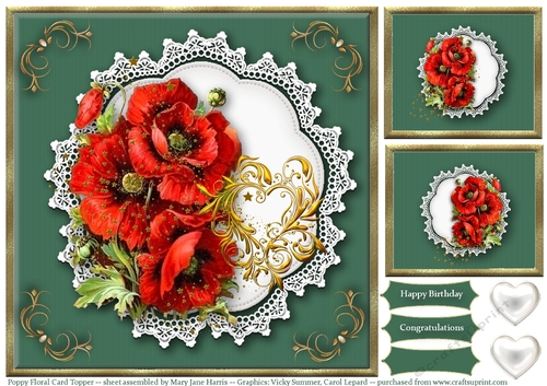 Poppy Floral Card Topper