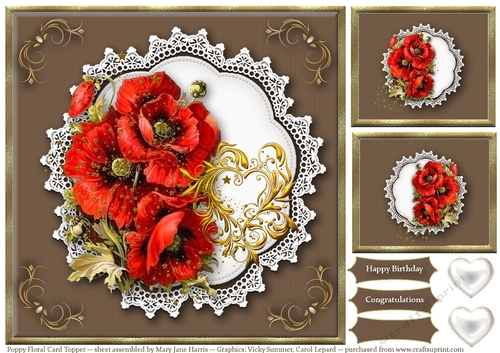 Poppy Floral Card Topper 2