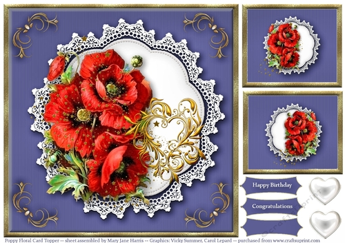 Poppy Floral Card Topper 3