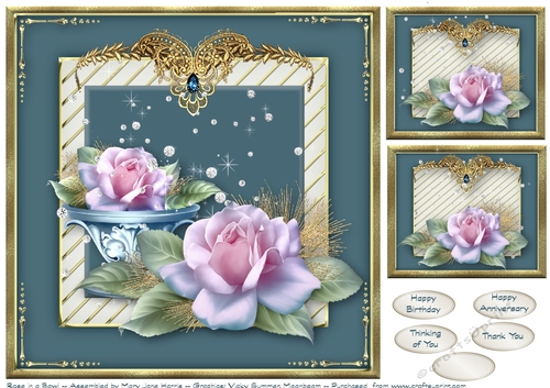 Rose in a Bowl Card Topper