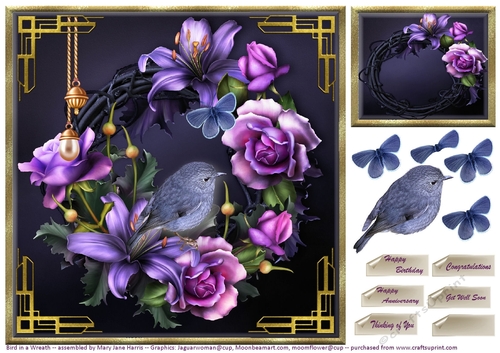 Bird in a Wreath Card Topper