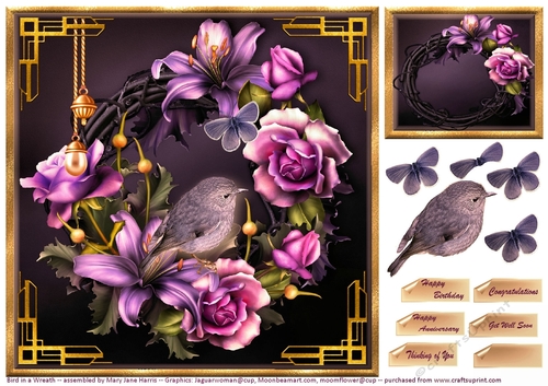 Bird in a Wreath Card Topper 2