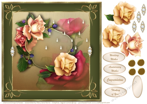 Diamond Drops & Roses Card Topper 