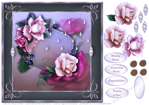 Diamond Drops & Roses Card Topper 2
