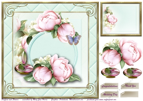Purfume and Flowers Card Topper 