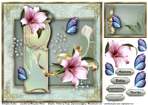 Butterflies & Lilies Card Topper