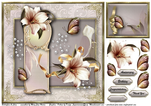 Butterflies & Lilies Card Topper