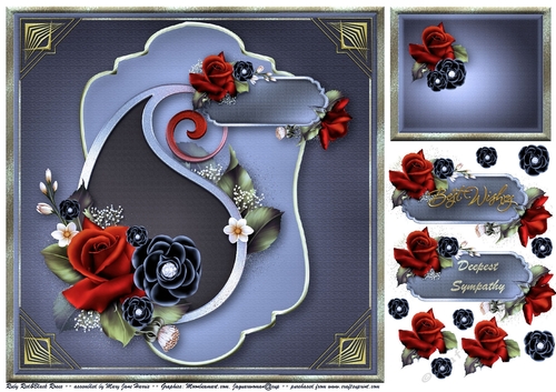 Ruby Red & Black Roses Card Topper 3