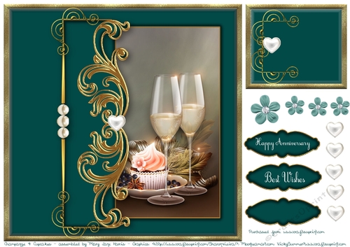 Champagne & Cupcakes Card Topper 