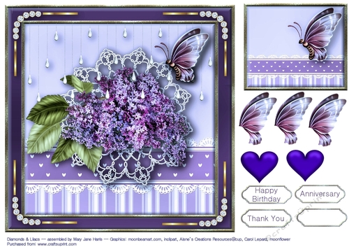 Diamonds & Lilacs Card Topper 2