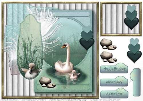 Mama & Baby Swans Card Topper 