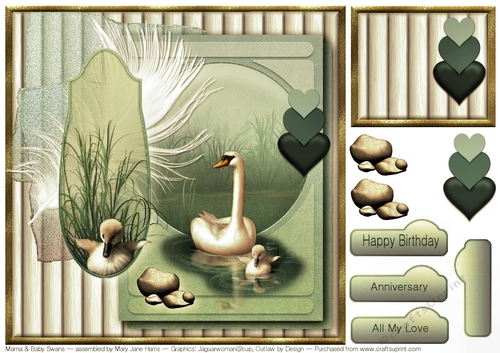 Mama & Baby Swans Card Topper 2
