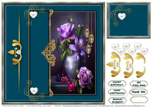Passionate Flowers in Vase Card Topper 