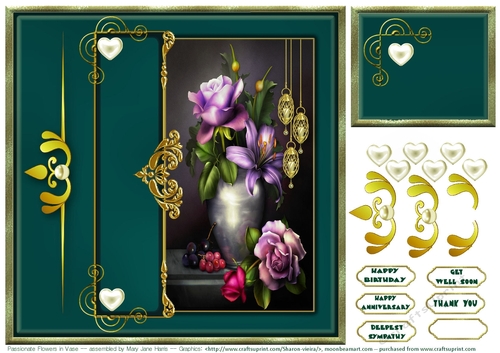 Passionate Flowers in Vase Card Topper 2
