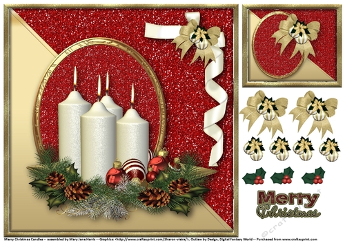 Merry Christmas Candles Card Topper