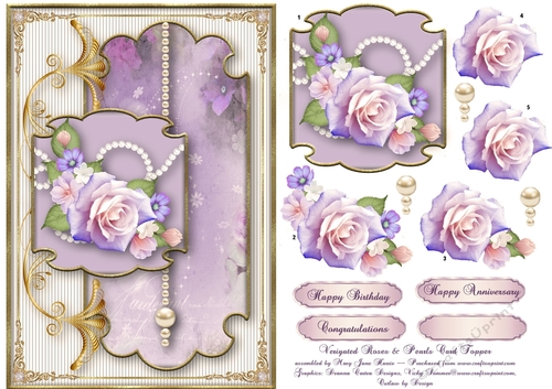 Verigated Roses & Pearls Card Topper 