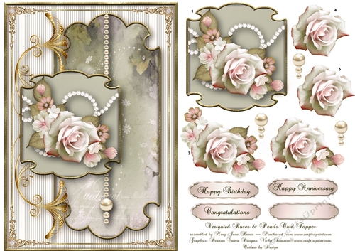 Verigated Roses & Pearls Card Topper 2