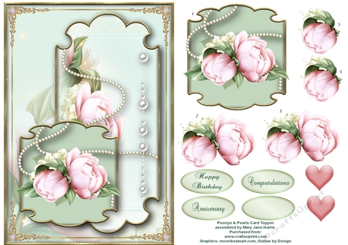 Peonys & Pearls Card Topper 