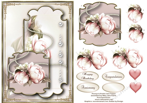 Peonys & Pearls Card Topper 2