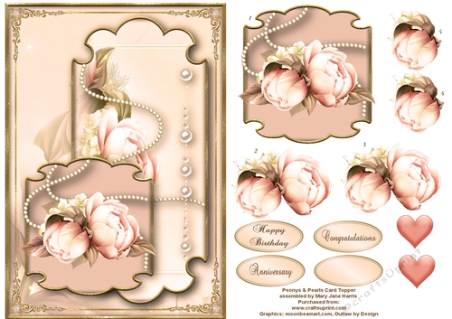 Peonys & Pearls Card Topper 3
