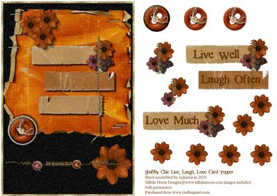 Shabby Chic Live, Laugh, Love Card Topper