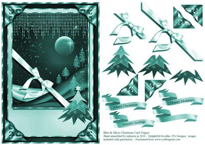 Teal Christmas Scene Card Topper