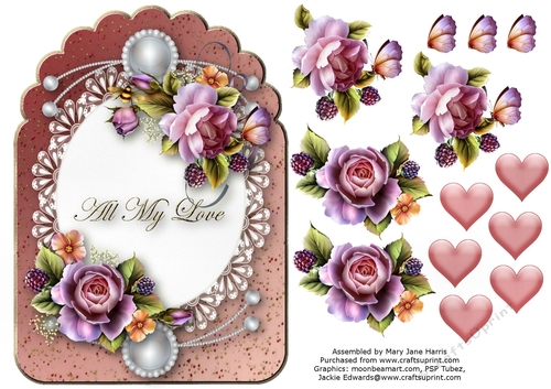 Black Berries & Butterflies Card Topper 2