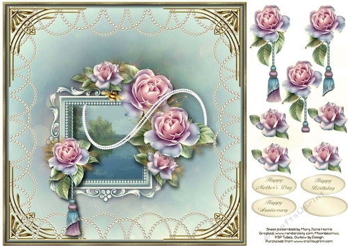 Swish of Pearls & Roses Card Topper 