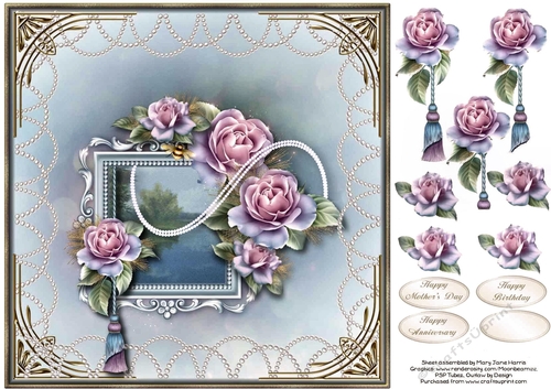Swish of Pearls & Roses Card Topper 2