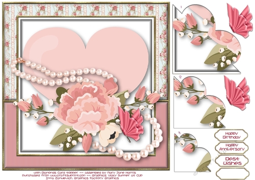Pink Heart & Roses Corner Stacker