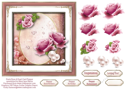 Dusty Rose & Pearls Card Topper 