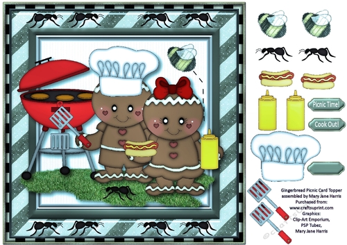 Gingerbread Picnic Card Topper 2
