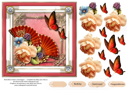 Butterflies & Fans Card Topper