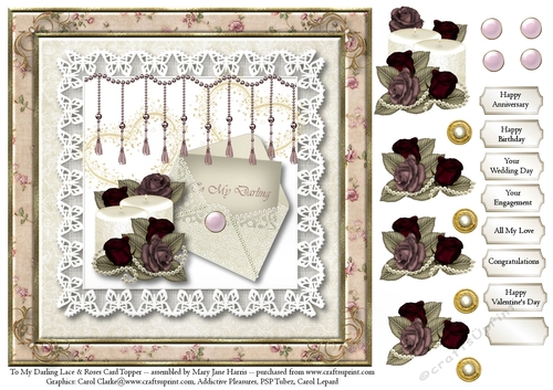 To My Darling Lace & Roses Card Topper 