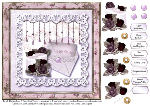 To My Darling Lace & Roses Card Topper 2